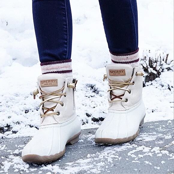 Sperry Saltwater Quilt Duck Boots Ivory - Women’s Size 9.5 NIB - Picture 2 of 8